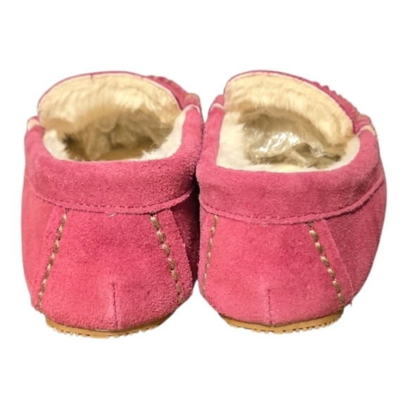 Lands' End Fuchsia Suede Kids Mocassin Slippers Youth 13.5 - Picture 4 of 7